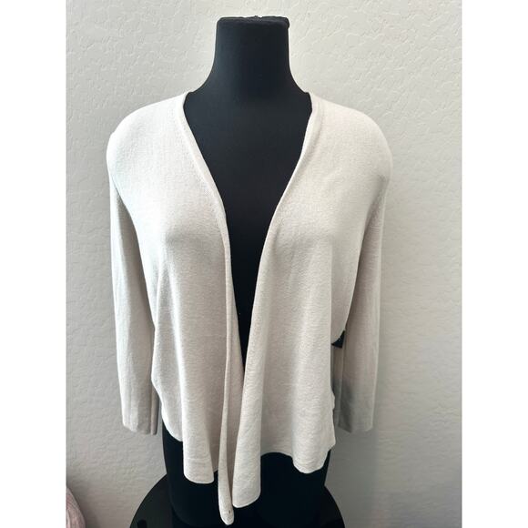 NIC + ZOË | Light Beige Open Cardigan Sweater Cotton Blend NWT | Petite Large - Picture 2 of 7